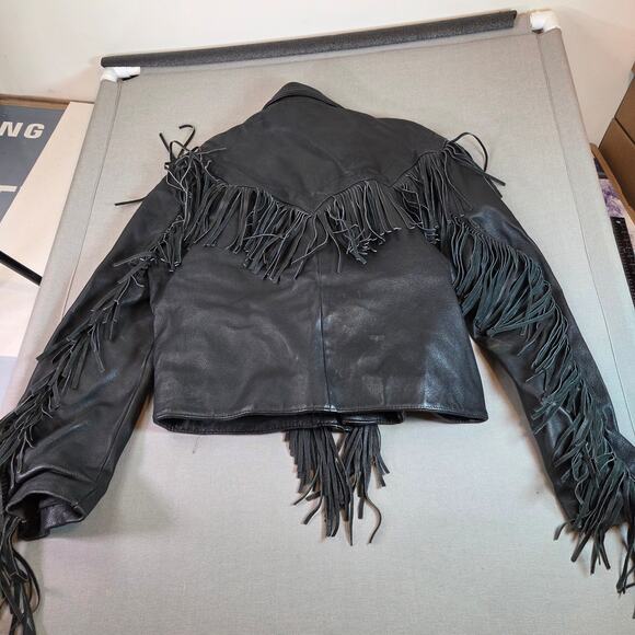 Vintage 90s Street Legal Bermans Leather Fringe Jacket Men’s Sz 44 L - Picture 2 of 15